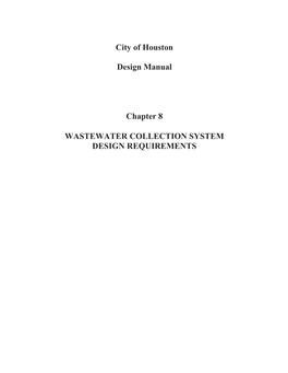 City of Houston Design Manual Chapter 8 WASTEWATER