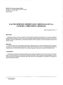 Las Necrópolis Medievales Cristianas En La Comarca Mirandesa (Burgos)