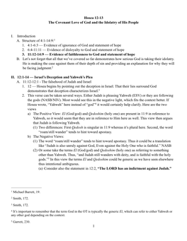 Hosea 12-13 the Covenant Love of God and the Idolatry of His People