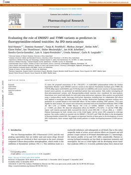 Pharmacological Research Evaluating the Role of ENOSF1 and TYMS