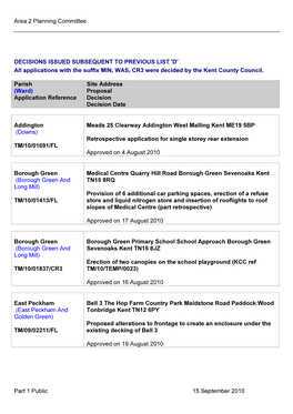 Area 2 Planning Committee Part 1 Public 15 September 2010