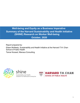 Harvard SHINE Summary of Research on Worker Well-Being