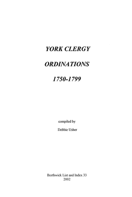 York Clergy Ordinations 1750-1799 123