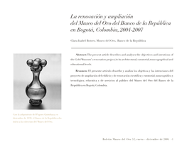 La Renovación Y Ampliación Del Museo Del Oro Del Banco De La República En Bogotá, Colombia, 2004-2007