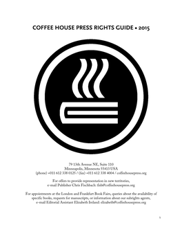 Coffee House Press Rights Guide • 2015