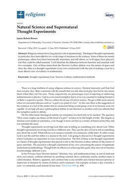 Natural Science and Supernatural Thought Experiments