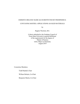 Emissive Organic Radicals Substituted by Phosphorus