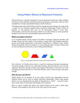 Using Pattern Blocks to Represent Fractions