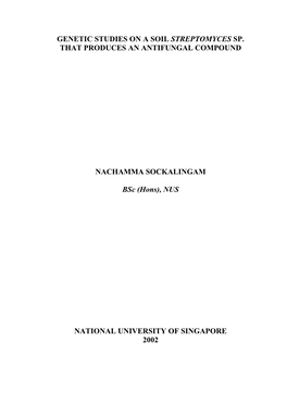 Genetic Studies on a Soil Streptomyces Sp