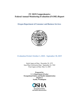 FY 2019 Comprehensive Federal Annual Monitoring Evaluation (FAME) Report