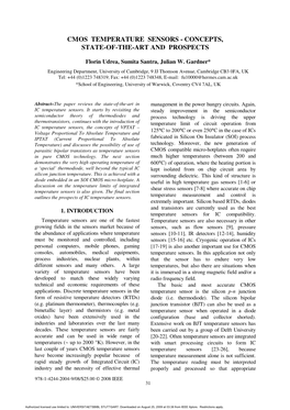 Cmos Temperature Sensors - Concepts, State-Of-The-Art and Prospects