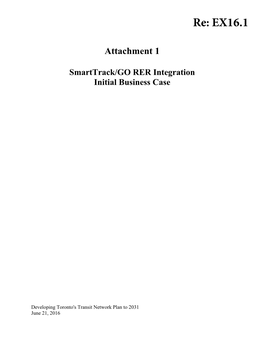 Smarttrack/GO RER Integration Initial Business Case