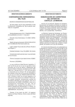 Confederación Hidrográfica Del Tajo Demarcación De Carreteras Del Estado En Castilla