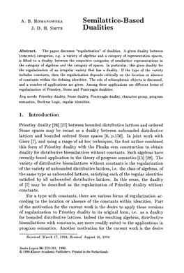 Semilattice-Based Dualities 227 the Ptonka Sum Category 2~ (Theorem 4.2)