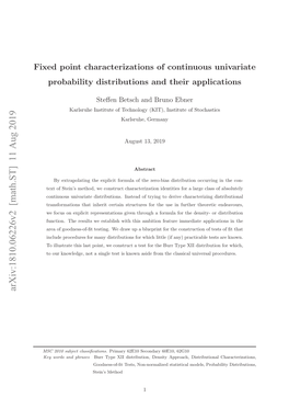 Fixed Point Characterizations of Continuous Univariate Probability