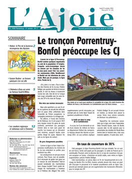 Le Tronçon Porrentruy- Bonfol Préoccupe Les CJ