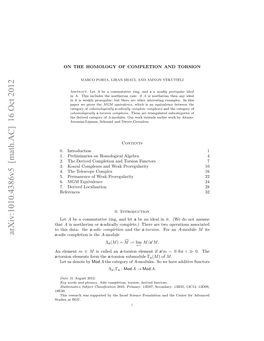 Arxiv:1010.4386V5 [Math.AC] 16 Oct 2012 Tde Tbgu