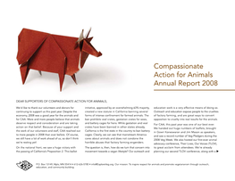 Compassionate Action for Animals Annual Report 2008