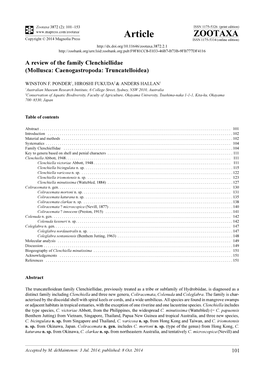 A Review of the Family Clenchiellidae (Mollusca: Caenogastropoda: Truncatelloidea)