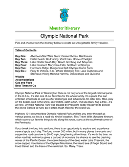 TWM Olympic Peninsula Itinerary Revised