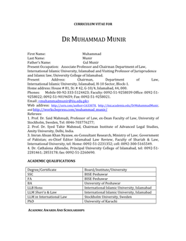 Curriculum Vitae For