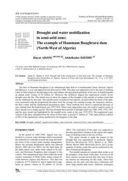 The Example of Hammam Boughrara Dam E – Manuscript Preparation F – Literature Search (North-West of Algeria)