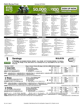 1 Saratoga Md Sp Wt 93K 6 Furlongs (1:08) MAIDEN SPECIAL WEIGHT