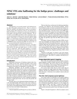 NPAC FM Color Halftoning for the Indigo Press: Challenges and Solutions∗