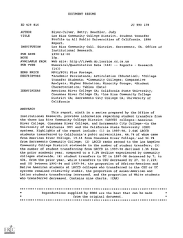 Los Rios Community College District. Student Transfer Profile to All Public Universities of California, 1998 Report