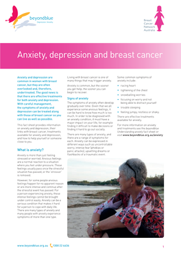 Anxiety, Depression and Breast Cancer