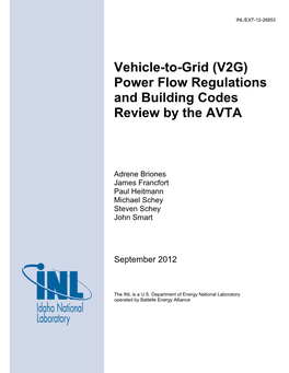 Vehicle-To-Grid (V2G) Power Flow Regulations and Building Codes Review by the AVTA