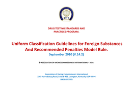 ARCI Uniform Classification of Foreign Substances