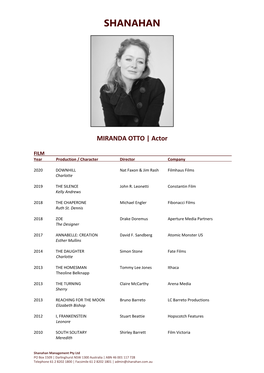 Miranda Otto CV