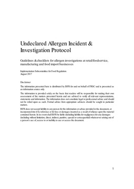 Undeclared Allergen Incident & Investigation Protocol