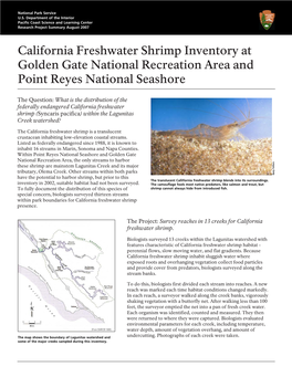 California Freshwater Shrimp Inventory at Golden Gate National Recreation Area and Point Reyes National Seashore