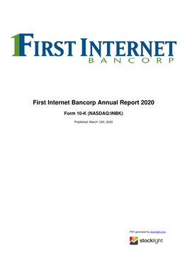 First Internet Bancorp Annual Report 2020