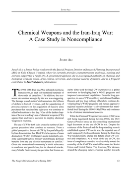 Chemical Weapons and the Iran-Iraq War: a Case Study in Noncompliance