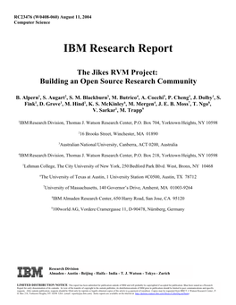 IBM Research Report the Jikes RVM Project