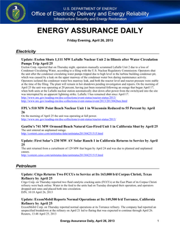 Energy Assurance Daily