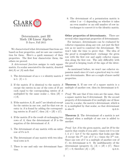 Properties of Determinants