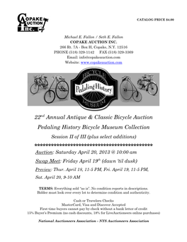 22Nd Annual Antique & Classic Bicycle