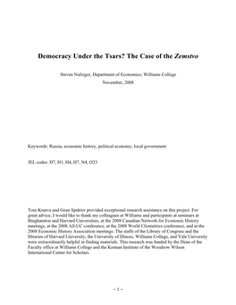 The Case of the Zemstvo