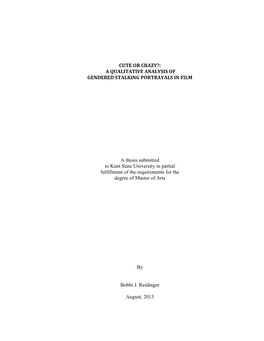 Cute Or Crazy?: a Qualitative Analysis of Gendered Stalking Portrayals in Film