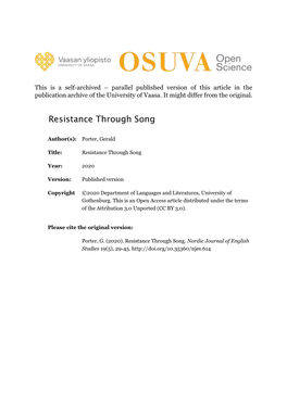 Resistance Through Song