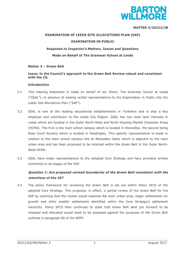 Are Proposed Revised Boundaries of the Green Belt Consistent with the Intentions of the CS?