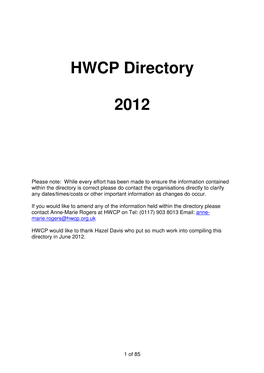 HWCP Directory 2012