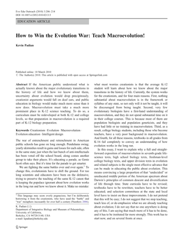 How to Win the Evolution War: Teach Macroevolution!