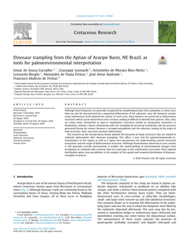 Dinosaur Trampling from the Aptian of Araripe Basin, NE Brazil, As Tools for Paleoenvironmental Interpretation