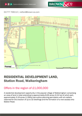 RESIDENTIAL DEVELOPMENT LAND, Station Road, Walkeringham £