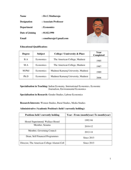 Dr.C.Muthuraja Designation : Associate Professor Department